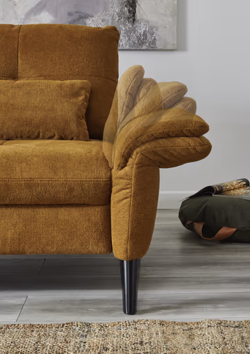 Schlafsofa - 2-Sitzer inkl. Bettfunktion, Armteil verstellbar, Stoff, Gelb