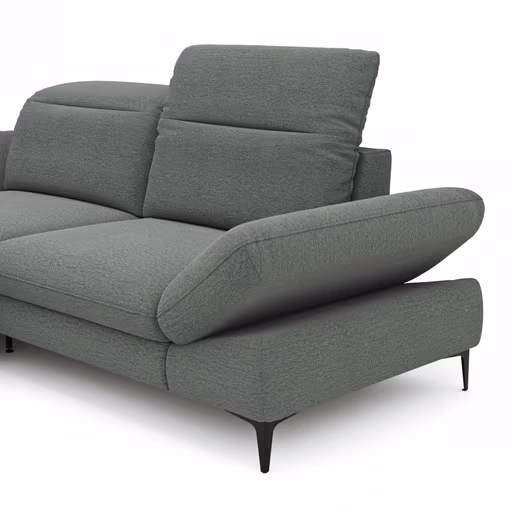 Ecksofa Alegria - Longchair links mit 1,5-Sitzer inkl. Kopfteil/ Armlehne/ Sitztiefe verstellbar, Stoff, Eisblau