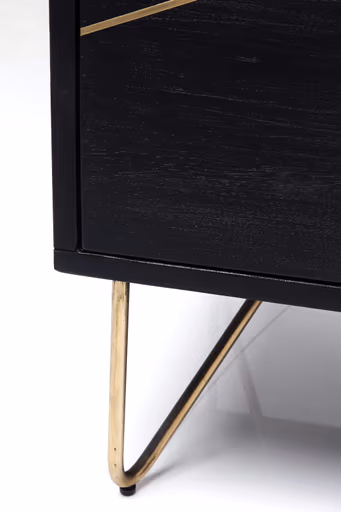 Sideboard- Massivholz, Mango, Schwarz, Lackiert