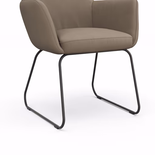 Armlehnstuhl Nashville - Leder, Taupe