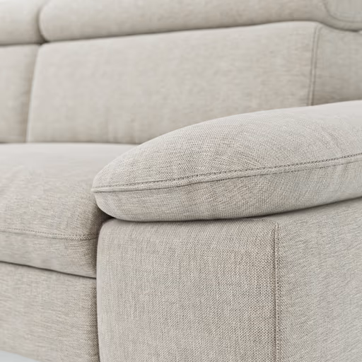 Ecksofa Felipa - Ecke links mit 2,5-Sitzer inkl. Kopfteil verstellbar, Stoff, Natur