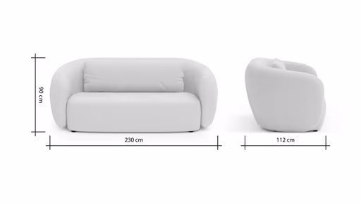 Sofa Karasu - 3-Sitzer, Stoff, Creme