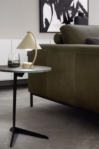 Ecksofa Solano - 2,5-Sitzer mit Ecke rechts, Leder, Olive, Relingfuß