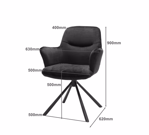 Armlehnstuhl MIRYA - drehbar, Stoff, Silberfarben