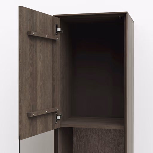 Hängevitrine Saratoga - Anschlag Links, Buche massiv, silbergrau geölt