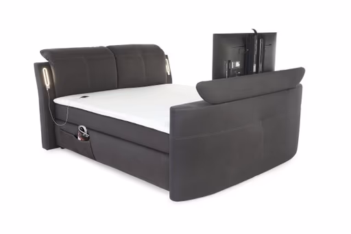 Boxspringbett- Liegefläche ca. 180x200 cm, Stoff, Dunkelgrau