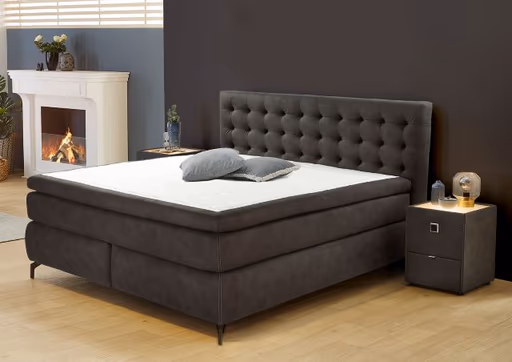 Boxspringbett- Liegefläche ca. 180x200 cm, Stoff, Grau