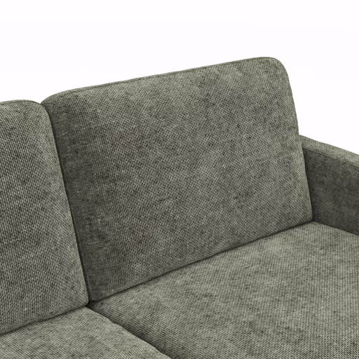 Ecksofa Enna - Longchair Links mit 3-Sitzer, Armlehne A, Stoff, Olivgrün