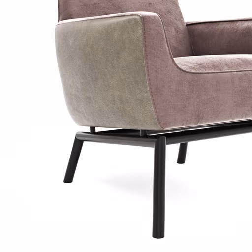 Sessel Matina - Größe M, Leder&Stoff, Dunkelbraun, Mauve