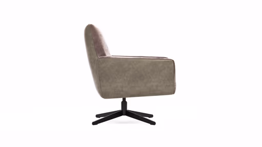 Drehsessel Matina - Größe M, Leder&Stoff, Dunkelbraun, Mauve