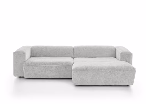 Ecksofa - 2-Sitzer mit Longchair rechts, Stoff, Weiß