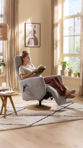 TV-Sessel Almyra - Größe M3, 2-motorisch, Stoff, Silbergrau