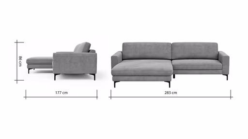 Ecksofa Oviedo - Longchair links mit 1,5-Sitzer, Stoff, Natur