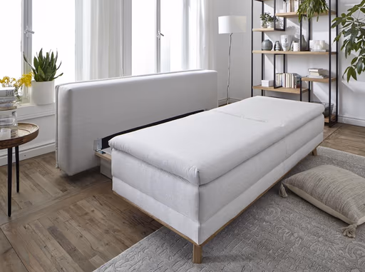 Sofa Lakeville2 - 2-Sitzer inkl. Schlaffunktion mit Bettkasten, Stoff, Natur