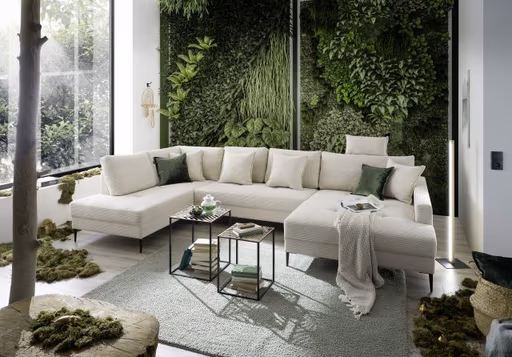 Wohnlandschaft - Ecke links, 2-Sitzer, Longchair rechts, Stoff, Mint