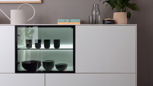 Sideboard Medio - inkl. Beleuchtung, Lack, Weiß