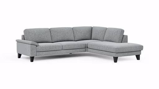 Ecksofa Oviedo - 2,5-Sitzer mit Ecke rechts, Stoff, Hellgrau
