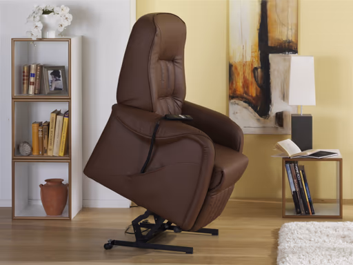 Fernsehsessel EM Kassel - Relaxfunktion (1-motorisch) mit Aufstehhilfe motorisch, Leder, Braun