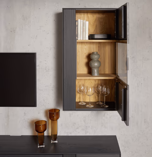 Hängevitrine Estana - Eiche massiv, Anthrazit