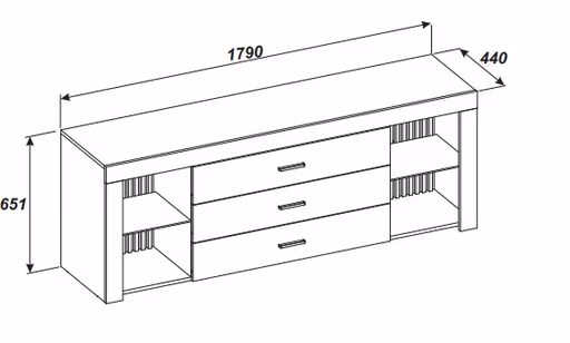 TV-Lowboard - mit Beleuchtung, B ca. 179 cm, Weiß, Evoke Eiche Nachbildung
