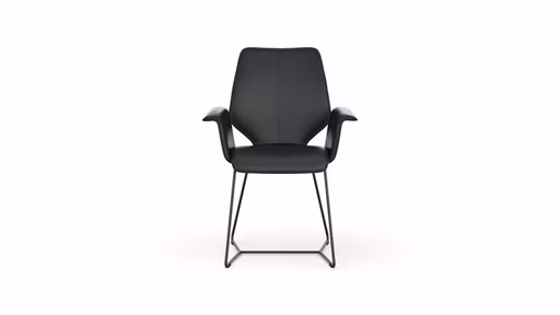 Armlehnstuhl Penthouse - Leder, Schwarz, Kufen, Anthrazit