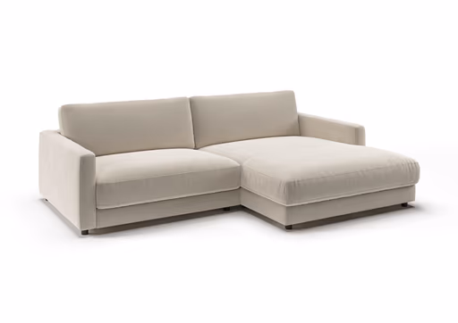 Ecksofa - 1,5-Sitzer mit Longchiar rechts, Stoff, Natur