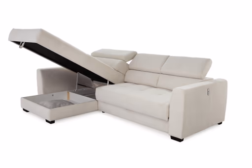 Ecksofa - 2-Sitzer, Ecke rechts, Stoff, Beige