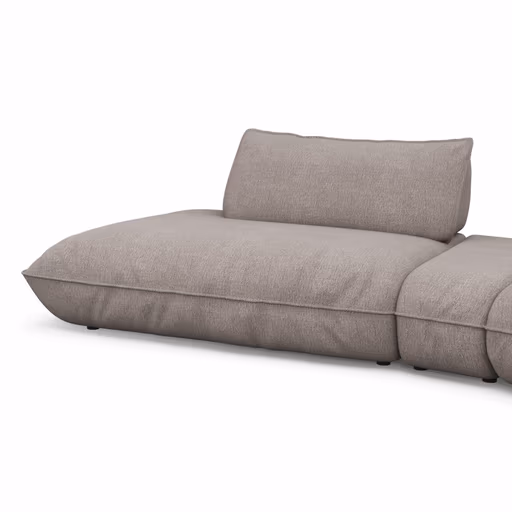 Trapezsofa Fluffy - 2-Sitzer mit Trapezelement und Abschlussteil inkl. Rückenlehne verstellbar, Stoff, Taupe