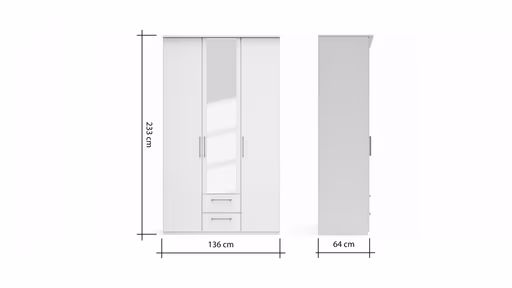 Drehtürenschrank Viana - B. ca. 136 cm, Lack, Weiß