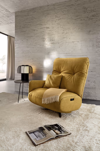 Loungesessel Lovere - Leder, Curry, Armlehne links