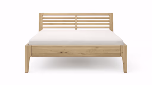 Bettgestell 1660 - Liegefläche ca. 160x200 cm, Wildeiche massiv, bianco geölt
