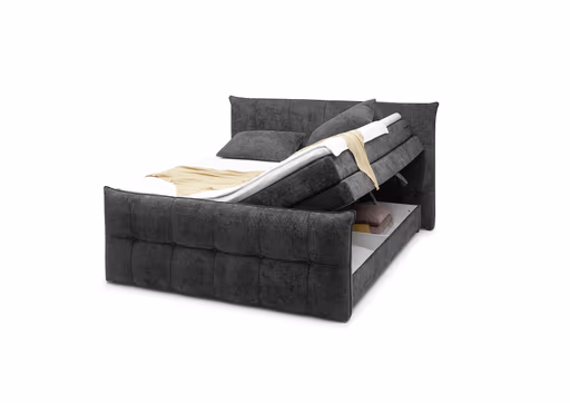 Boxspringbett- Liegefläche ca. 180x200 cm, Stoff, Schwarz