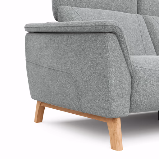 Sofa Nevin - 2,5-Sitzer inkl. Sitzvorzug (motorisch) und Kopfpolsterverstellung, Stoff, Silbergrau