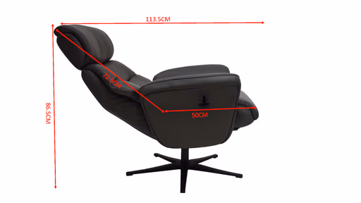 TV-Sessel MIO mit Hocker - drehbar, Relaxfunktion, Kopfteilverstellung, Leder, Dunkelgrau