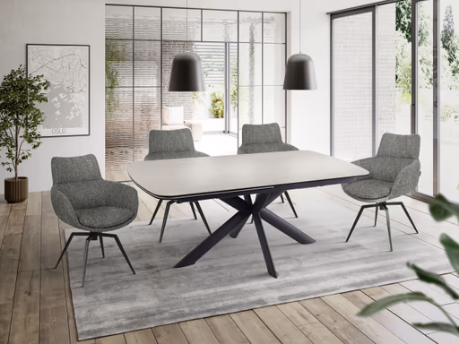 Armlehnstuhl MAXINE - drehbar, Stoff, Grau