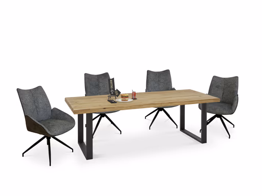 Esstisch - LB ca. 240x100 cm, Eiche massiv geölt, Schwarz