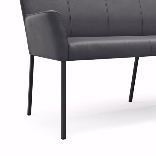 Bank Edmonton - Breite ca. 180 cm, Leder, Anthrazit
