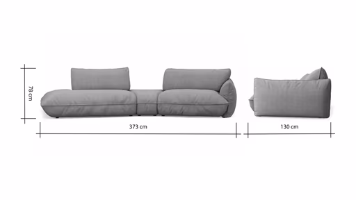 Trapezsofa Fluffy - 2-Sitzer mit Trapezelement und Abschlussteil inkl. Rückenlehne verstellbar, Stoff, Kupfer