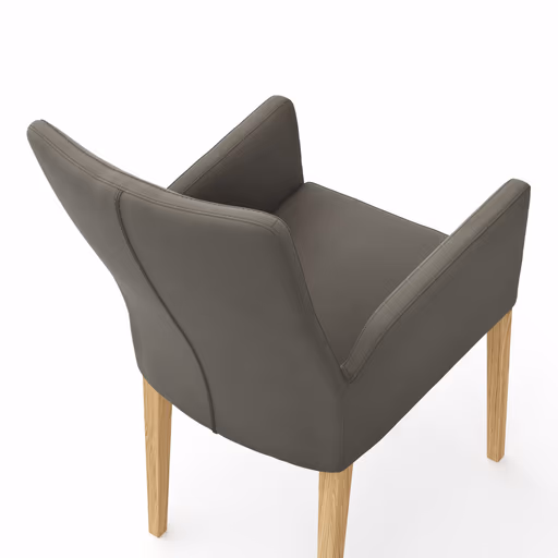 Armlehnstuhl Tuma - Leder, Graubraun