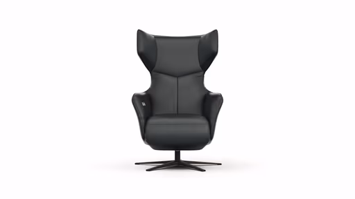 Sessel Noto Relax II - Rückenlehne und Fußteil verstellbar (motorisch), Leder, Schwarz