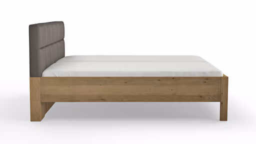 Bett Viana - Liegefläche ca. 200x200 cm, Balkeneiche furniert, Kunstleder Anthrazit