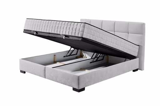 Boxbett - Liegefläche ca. 160x200 cm, Stoff, Silberfarben