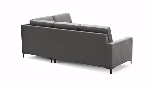 Ecksofa Merlos H. - 2,5-Sitzer mit Ecke rechts, Leder, Graubraun