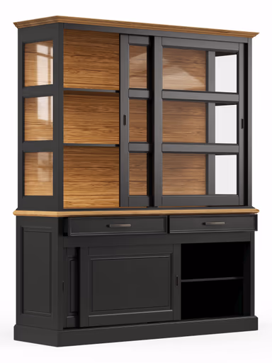 Buffetschrank Louisiana - mit Schiebetüren, teilmassiv, Schwarzgrau