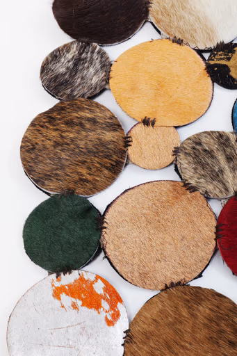 Teppich- D ca. 150 cm, Echtfell, Multicolor