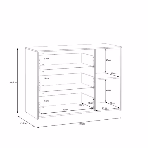 Kommode FILIPO- Weiß, Eiche Dekor