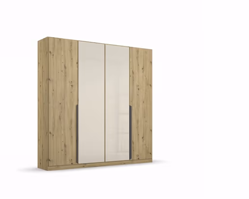 Drehtürenschrank ROMAN SPIN- B ca. 181 cm, Eiche Dekor, Glas, Champagner