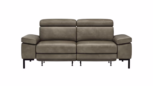 Sofa Hudson - 2,5-Sitzer, inkl. Relaxfunktion (motorisch) und Kopfteil/Armlehnen verstellbar, Leder, Braungrün