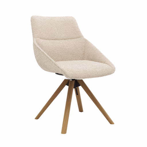 Stuhl Maluhia - mit niedriger Armlehne, drehbar, Stoff, Beige