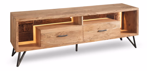 Lowboard - mit Beleuchtung, B ca. 175 cm, Akazie massiv